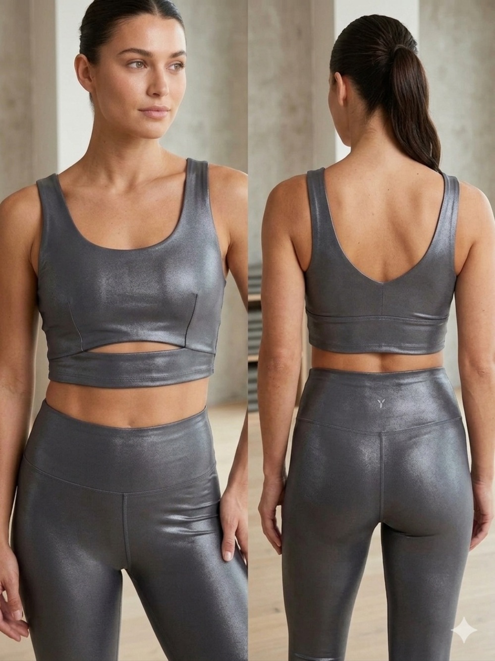 Garage | Metallic Grey Cutout Bra Crop Top